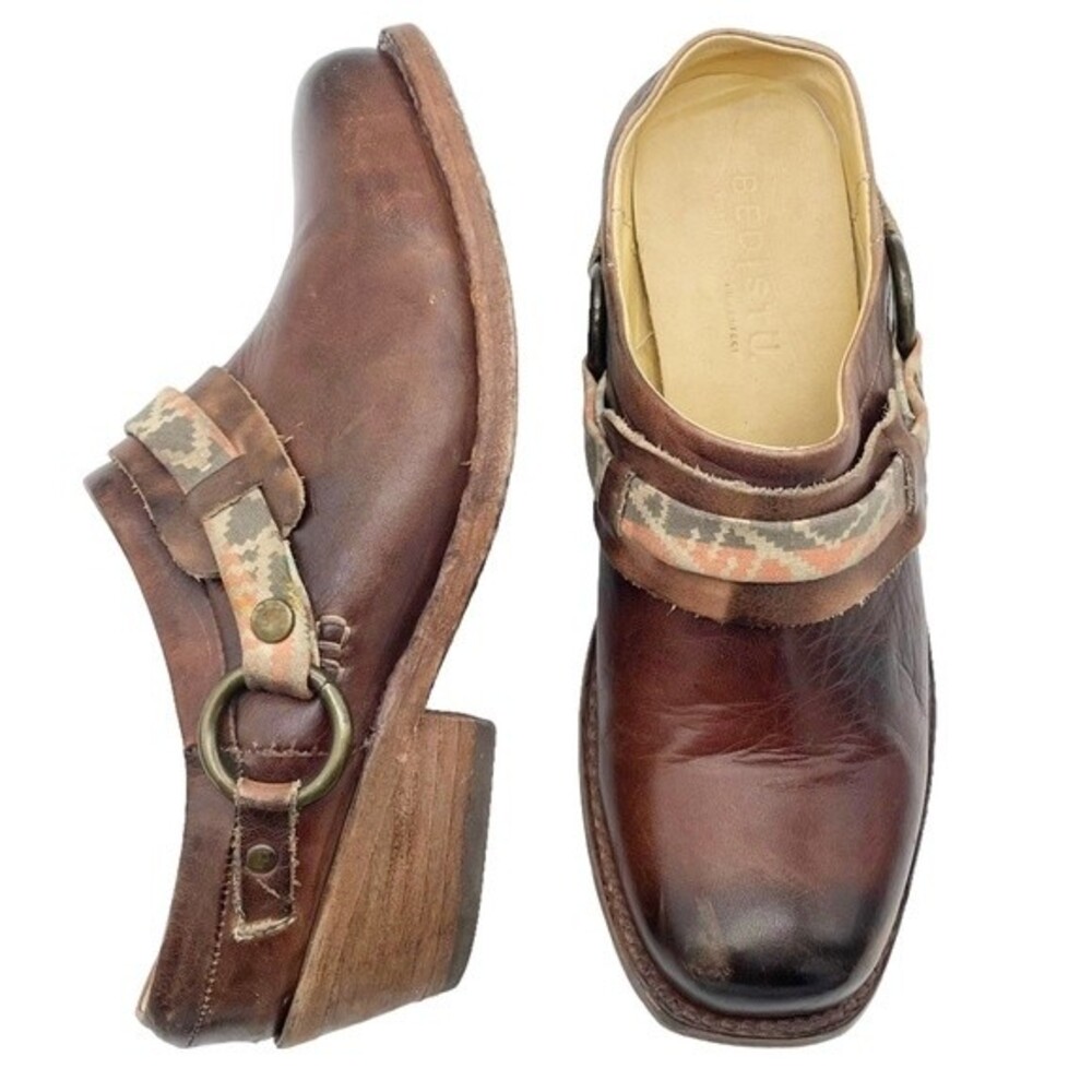 Bed Stu Triad Harness Mule Women’s Size 8.5 Boho Chunky Western Brown Leather